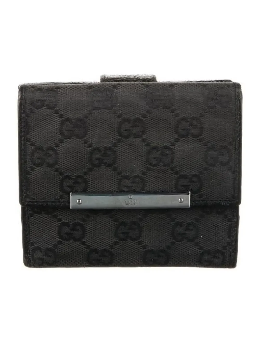 Gucci GG Monogram Black Canvas French Wallet